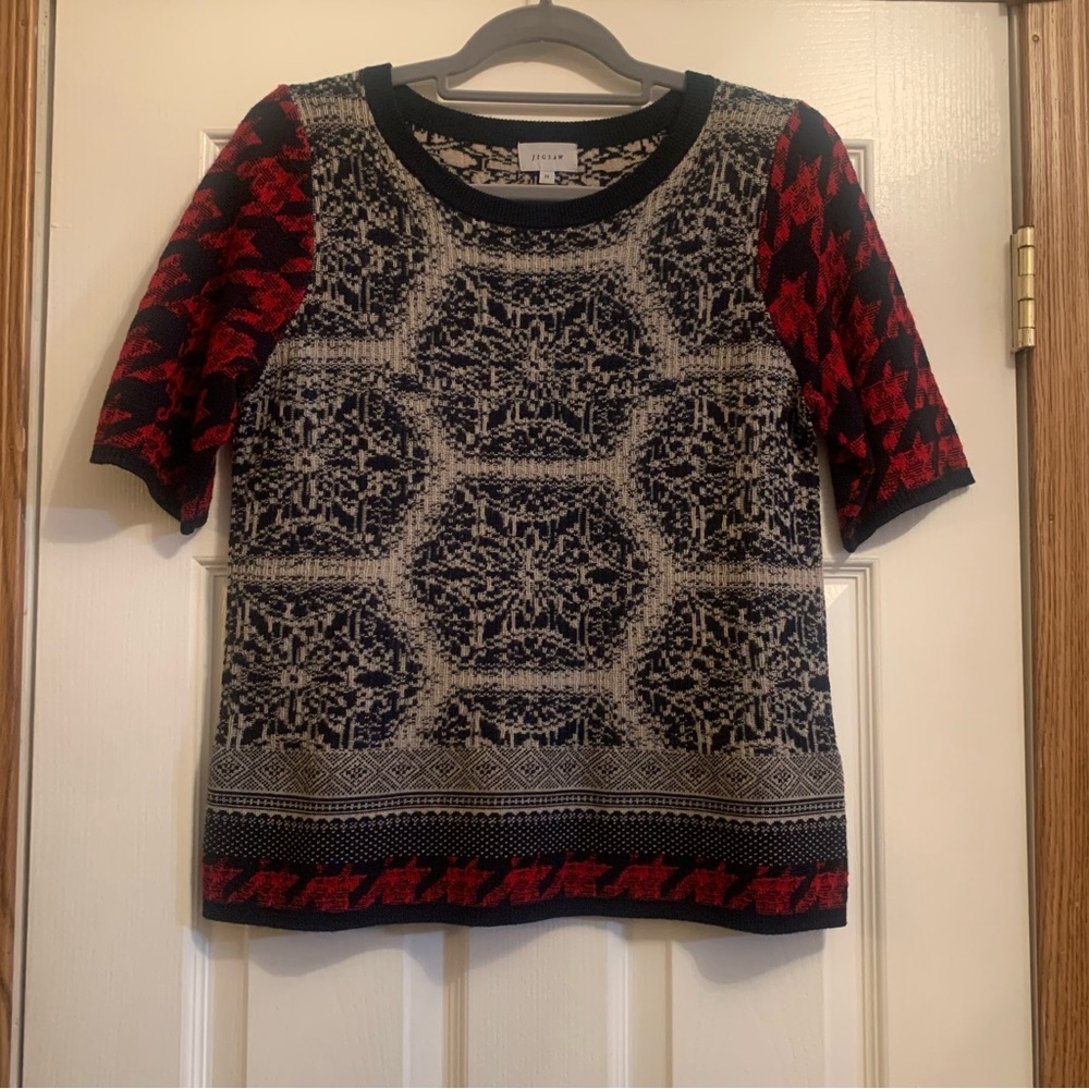 Jigsaw short sleeve 100% wool sweater